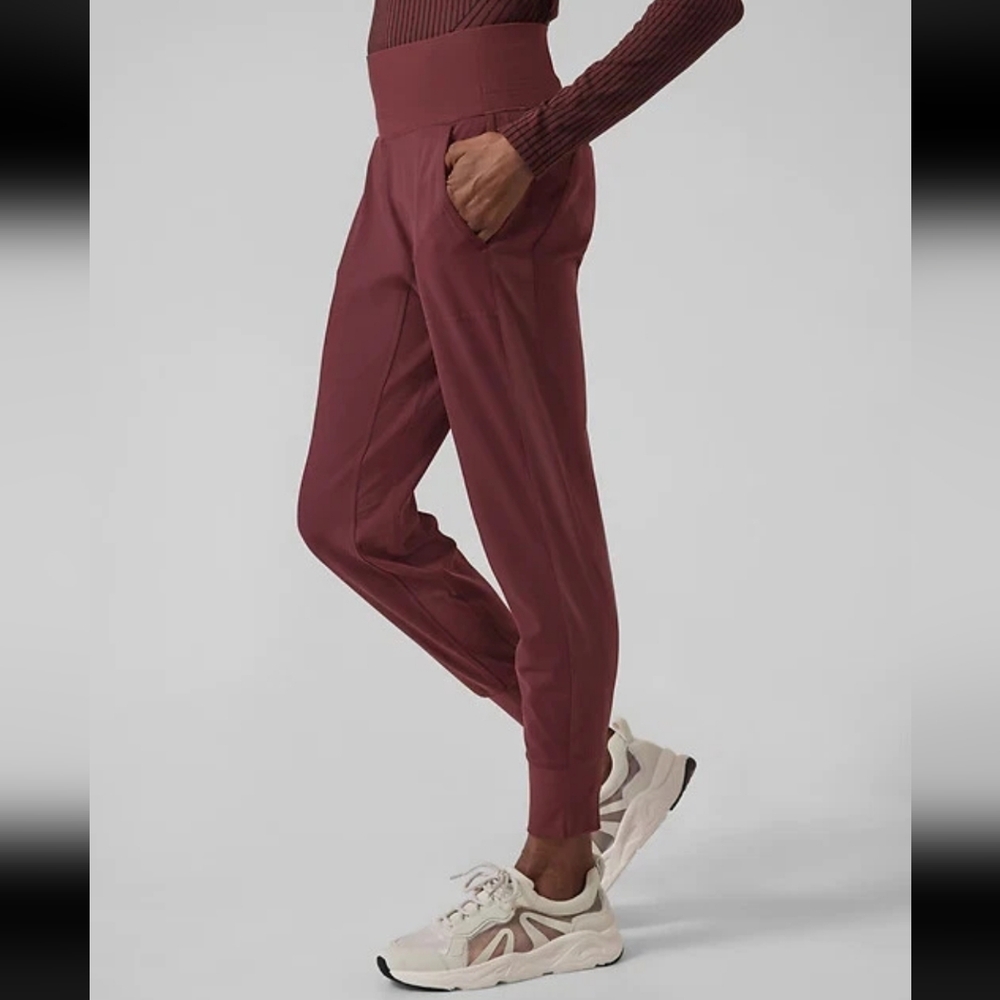 Athleta Decadent Chocolate Velvet Stripe Jogger Size Small In Excellent Cond